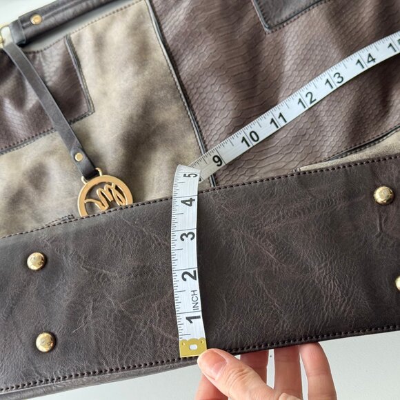 Cross body/large handbag in brown leather patchwork with removeable strap - Picture 5 of 11